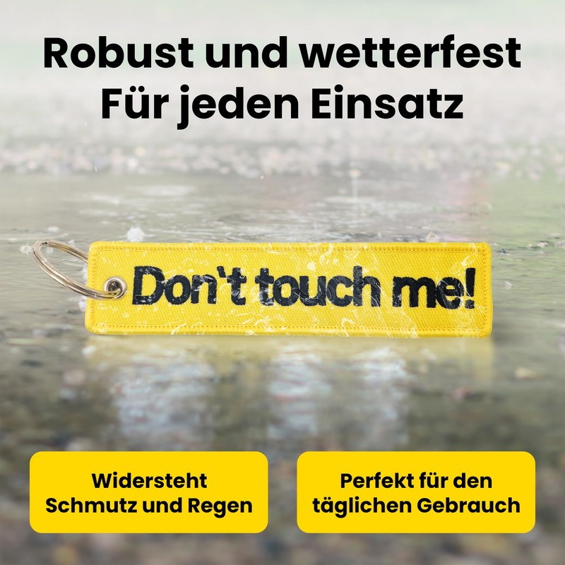 emc.nexus Keyring - Don't Touch Me! - Double-Sided Yellow Pendant