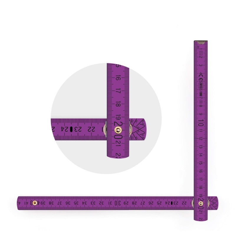 Metrie BL52 Folding Rule, Duplex Scale, 2 Metres, Colourful, purple