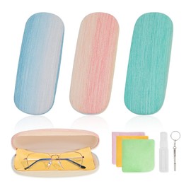 SITAKEGS Glasses Case, 3 Pieces Portable Canvas Hard Case Glasses Case, Sunglasses Protective Case for Storage with Cleaning Cloth Glasses Protection for Men Women Travel Study Work, multicoloured