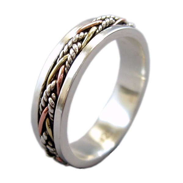 Energy Stone "TWINE Meditation Spinner Ring in Sterling Silver (Style#