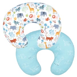 Winmany Baby Nursing Pillow Cover Infant Removable Breastfeeding Pillow Cover Cute Pattern Newborn Nursing Pillowcase Slipcovers Cushion Cover for Girls Boys 22.5 x 18 (Cute Animals)