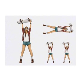 4 x 'Skater Girl' Temporary Tattoos - Water Resistant, Skin-Safe, Non-Toxic Transfers, Mixed Sizes (TO00072292)