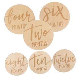 Kisangel 6 pcs Wooden Monthly Milestone Markers Double Sided Growth Discs for Photo Props and Development Tracking for Showers and Parents