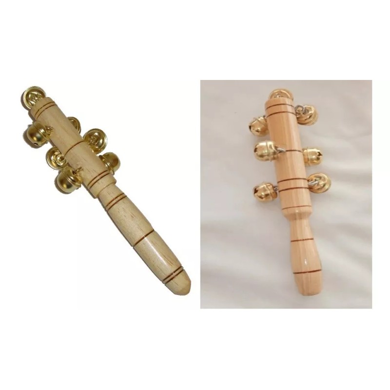 CASTILLO DIDÁCTICO 2 Mango De Cascabel Natural 20cm Madera Cascabeleros