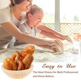 Pcmursal 6 Pcs Banneton Bread Proofing Basket Linen Cloth Liners, 10 Inch Baking Dough Basket Cover Round and Oval Linen Sourdough Proofing Banneton Cloth for Bakery Home Baking (6)