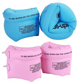 4 Pack Inflatable Swimming Armbands, Thickened Float Roll up Sleeves for Children Adult Kids learning Swimming, Swimming Arm Floats Pool Arm Bands Float Swimming Ring Roll Up Armbands for Kids Adults