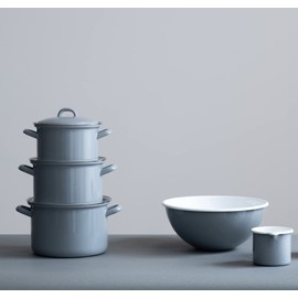 Riess, 0102-006, Lid with chrome rim 24, CLASSIC - BUNT/PASTELL, colour blue, diameter 24 cm, height 6.7 cm, enamel, optional for pots and saucepans