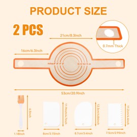 CJyone 6 Pieces Silicone Bread Sling Sourdough Bread Baking Supplies Oven Liners Silicone Baking Mat for Dutch Oven Dough Cookies Transfer Baking, large, orange and black