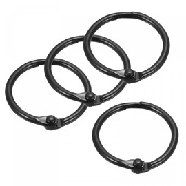 sourcing map Loose-Leaf Binder Rings, 30mm/ 1.2 inch Metal Book Ring Key Holder for Home, Office Supplies, Black, 4Pack