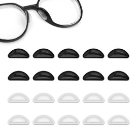 10 Pair Eyeglass Nose Pads, Black & White Anti Slip Silicone Nose Piece Non-Slip Eyeglasses Comfort Nose Grips Self-Adhesive Nose Pad Replacement Accessories Parts for Eye Glasses & Sunglasses