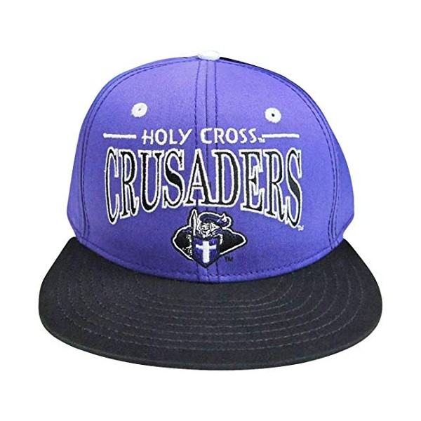 Holy Cross Crusaders Purple/Black Snapback Adjustable Plastic Snap Back Hat/Cap