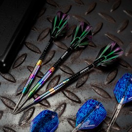 WINMAU Tuscan 24 g professional steel tip tungsten darts with flights and stems (waves)