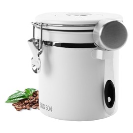 DSIOHFEI Coffee Canister with Airtight Lids, 18oz Stainless Steel Coffee Container with Scoop and Date Tracker, Coffee Bean Storage for Coffee Grounds, Food, Sugar, Flour, Coffee Bar Decor Accessories