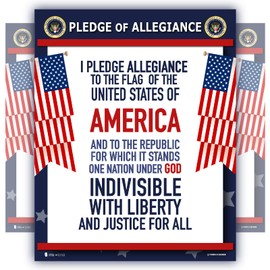 Pledge of Allegiance poster LAMINATED American flag print for classroom décor chart usa sign 15x20