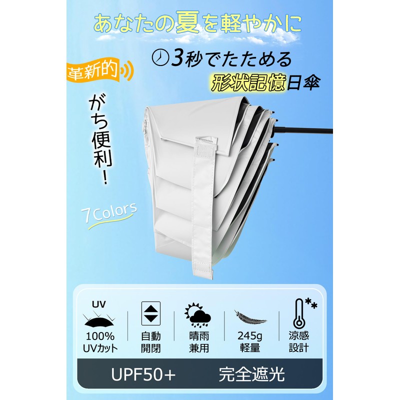 Samlyru [Folds Up Neatly in 3 Seconds] Memory Foam Parasol,