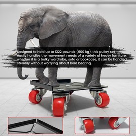 Furniture Movers with 5 Wheels Set,4 Pack Carbon Steel Heavy Duty Furniture Dolly with 360° Rotatable Rubber Universal Wheels, Furniture Lifter Tool for Sofa, Tables, Refrigerators, Cabinet,1322 LBS