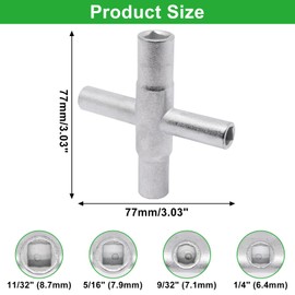 SWZHAI 4 Way Sillcock Key Wrench 2PCS, 1/4", 9/32", 5/16", 11/32" Steel Sillcock Water Key Water Spigot Keys for Faucet, Spigot, Valve and Cupboard