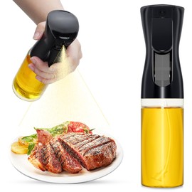 WANKODA Oil Sprayer For Cooking, 2024 Newest Upgraded Olive Oil Sprayer and Dispenser for Kitchen, Food Grade Oil Spray Bottle for Cooking, Air Fryer, Deep Frying, BBQ (Black, 220ml)