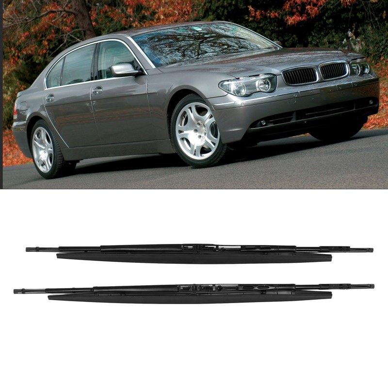 Pair Windshield Wiper Blades Quiet Weatherproof 61610442837 Replacement for E65