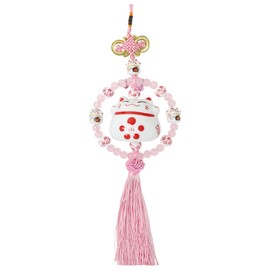 SHIDXIB 1Pcs Playful Lucky Cat Car Charm Adorable Beaded Ornament with Tassel for Vehicle Decor and Good Fortune