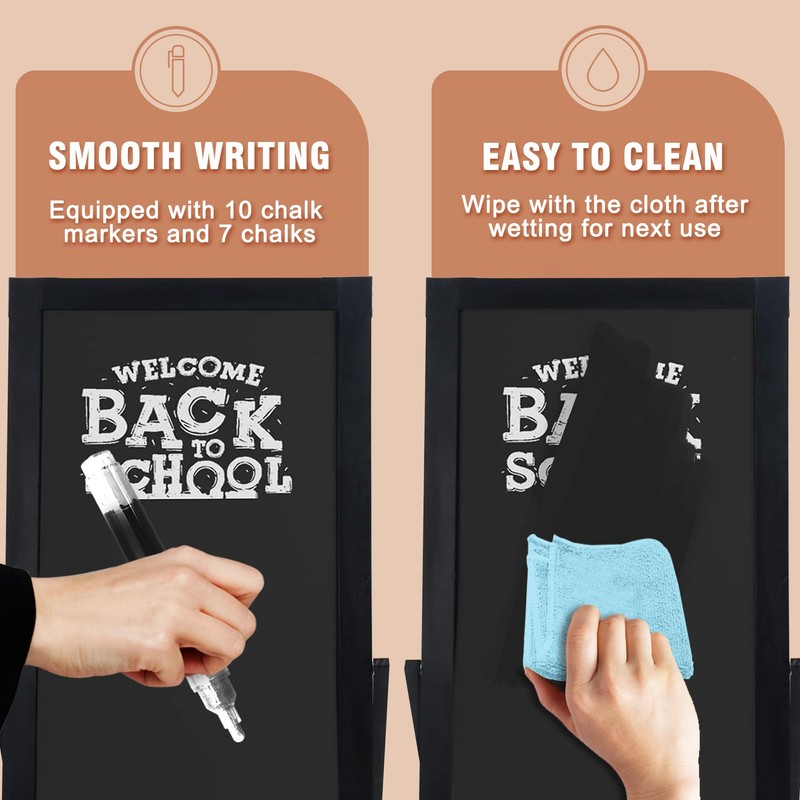 SELEAD Solid Wood Frame Chalkboard with Stand - 40" x