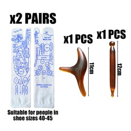 2 Pairs of Acupuncture Point Socks and 2 Pieces of Acupuncture Point Sticks, Foot Acupuncture Massage Socks, Cotton Socks, Breathable Socks, Elastic Socks