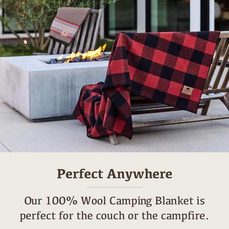 Chubbuck 100% Wool Blanket Camping (60" x 84") - Large