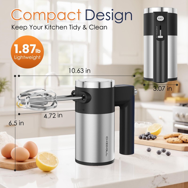 Powerful 600W Hand Mixer, 5-Speed Electric Hand Held Mixer for