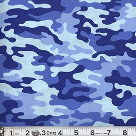 Kickin Camo Blues Cotton Fabric BTY