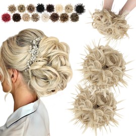 FeidyLong Messy Bun Hair Piece Tousled Updo Hair Buns Extension Elastic Band Curly Scrunchie for Women Chignon Ponytail Hairpiece Daily Wear