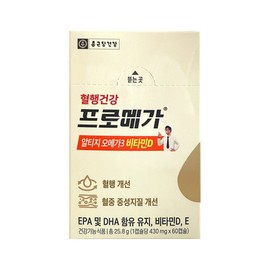 Jongkundang Health 종근당건강 혈행건강 프로메가 알티지 오메가3 비타민D 430mg x 60캡슐 1개 / 써클 Jongkundang Health Blood Circulation Health Promega RTG Omega-3 Vitamin D 430mg x 60 Capsules 1 Pack / Circle