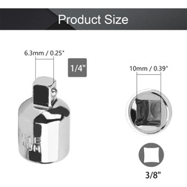 Utoolmart 3/8 Inch Drive (F) x 1/4 Inch (M) Impact Socket Adapter for Ratchet Wrenches, Cr-V Converter for Sleeve Reducer, Female to Male, 2Pcs