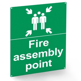 1 PCS Fire Assembly Point Sign Outdoor Aluminum Plate Signs for Emergency Evacuation Assembly Points 20x30cm Green