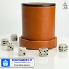 Luck Lab Brown Leather Dice Cup with Lid Including 6