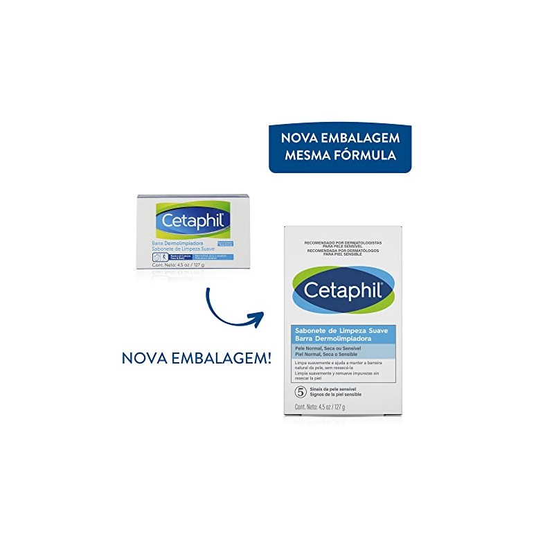 Cetaphil Barra Dermolimpiadora Limpieza Suave sin Resequedad, con Glicerina y