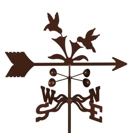 EZ Vane Hummingbirds Weathervane — Deck Mount, Wind Cups, Antique Copper Finish, Steel with Durable Triple Powder Coating, Handcrafted in USA