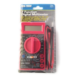 Cen-Tech Digital Amp Ohm Volt Meter Ac Dc Voltmeter Multimeter,Red