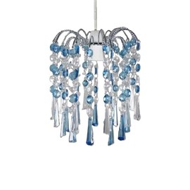 Chandelier Style Ceiling Light Shade Droplet Pendant Acrylic Crystal Bead Luxury Light Shade Compact Caravan Ceiling Pendant Teardrop Lamp Shade for Living Room Kitchen (Blue Ely)