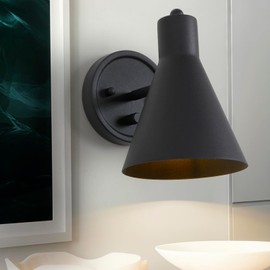 Teqinchy Wall Sconces Dimmable Wall Sconce with On Off Switch Black Vintage Wall Lamps with Metal Shade Adjustable Wall Lights for Living Room Bedroom Reading Bedside Bathroom Hallway Stairway