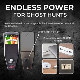 Phantom X Advanced USB-C Rechargeable EMF Meter for Ghost Hunting & Paranormal Investigations | Accurate Electromagnetic Frequency Detector (USB-C Rechargeabl)