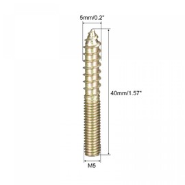 sourcing map Pack of 20 Hanger Bolts Wood Screws Threaded Screws Wood Furniture M5 x 40 mm