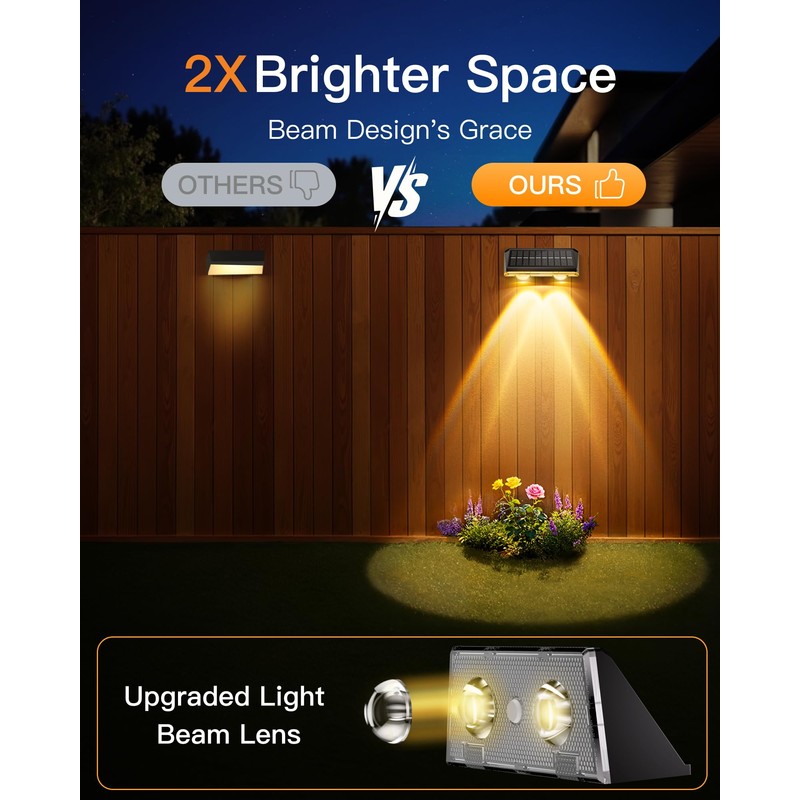 KEILAIMO Solar Fence Lights Outdoor, 12 Pack IP65 Waterproof Fence