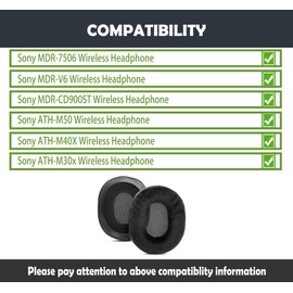 HTINDUSTRY Earpads & Headband Replacement Compatible with Sony MDR-7506/MDR-V6/MDR-CD900ST/ATH-M50/M40X/M30x Wireless Headphones Ear Pads with Soft Fabric and High Density Foam