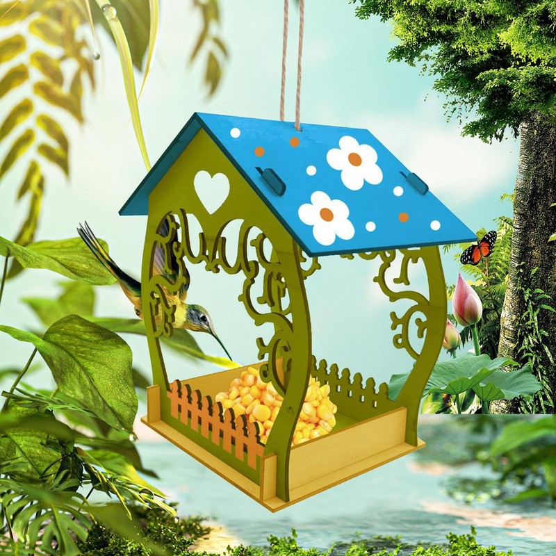Bird Feeder - Wooden Bird Feeders for Outdoors - Decorative