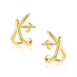 ALEXCRAFT Unique Earrings Gold Silver 925 Stud Earrings 14K Trendy Minimalist Stud Earrings Golden Earrings Women for Women Girlfriend Mum Girls