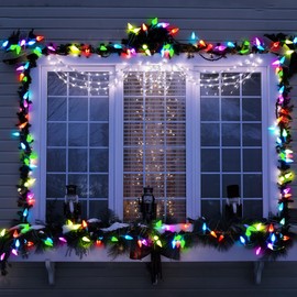 WBao C6 Christmas Lights, 100 LED 34ft Battery Operated Christmas String Lights with 8 Modes, Timer, Waterproof Design for Indoor Outdoor Christmas Trees, Fence, Stairs Xmas Decorations, Multicolor