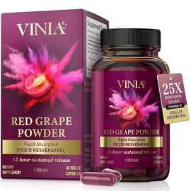 VINIA Fish Resveratrol Supplement Capsules.Increases blood flow and nitric oxide.and heart support |RED GRAPES, 1, 30 / VINIA 피시드 레스베라트롤 보충제 캡슐. 혈류와 산화질소를 증가시킵니다. 및 심장 지원 | 적포도, 1개, 30