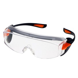 [ミドリ安全] 保護めがね 曇り止め UVカット めがね併用可 MRP-302 ネイビー/オレンジ