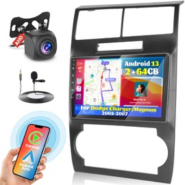 Fuluku 2+64GB Android 13 Car Stereo for Dodge Charger/Magnum 2005-2007 with Wireless Carplay Android Auto, 9" Touch Screen Radio Dash Kit GPS Navigation WiFi Bluetooth SWC Mic Backup Camera
