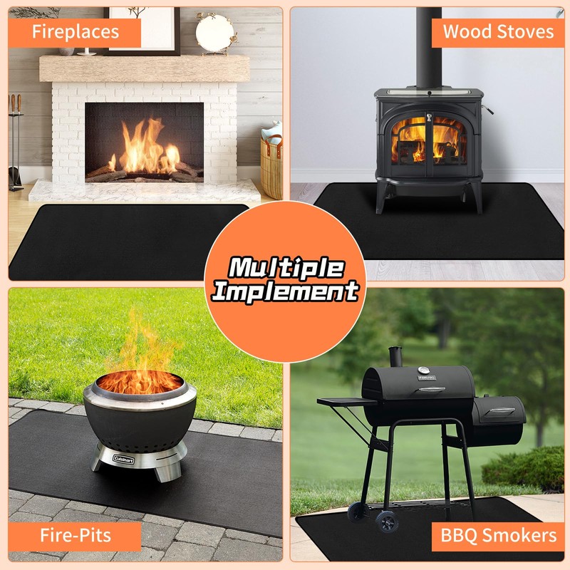 Protalwell Fireproof Hearth Rugs, Fireplace Mat, Fire Resistant Rugs Put